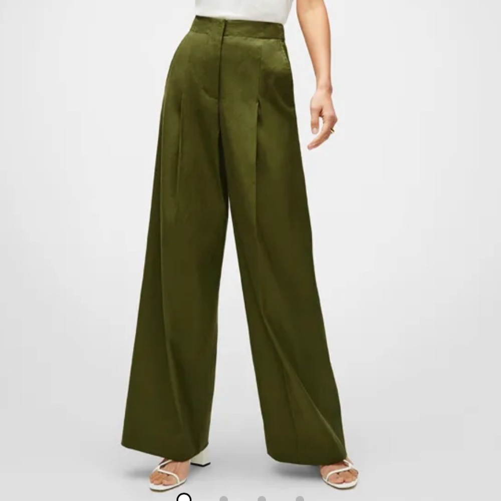 J.D. Luxe Green Satin Pants